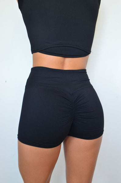 BLACK BOOTY PUMP SHORT SET