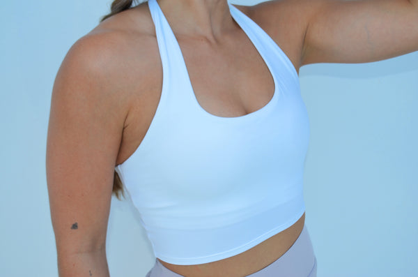 WHITE HALTER TOP